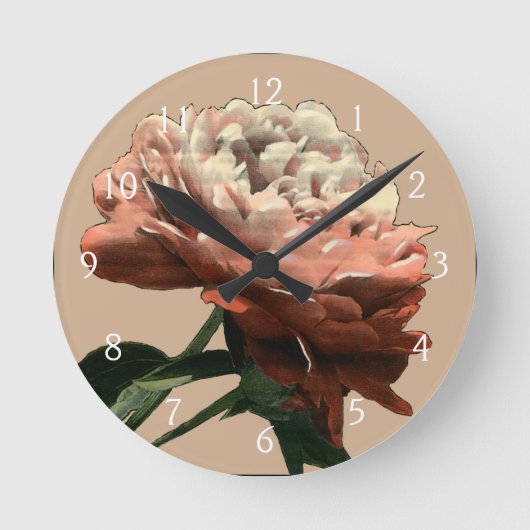 Horloge Ronde Rose rouge rubis aux accents blancs (Recto)