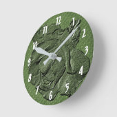 Horloge Ronde Rose sculpté En Art Fleur Verte (Angle)