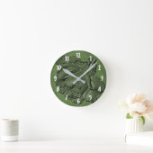 Horloge Ronde Rose sculpté En Art Fleur Verte (Maison)