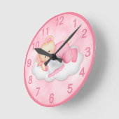 Horloge Ronde Rose Sleepy Bear (Angle)