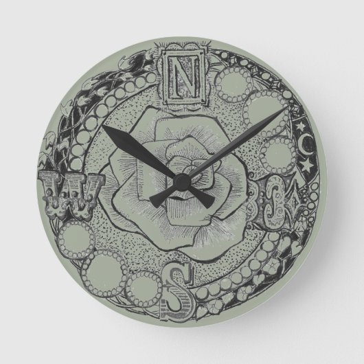 Horloge Ronde Rose Victorian Steampunk Compass (Recto)