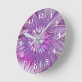 Horloge Ronde Rose violet passion Fleur Art Abstrait Fractal (Angle)