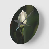 Horloge Ronde Rosebud blanc (Angle)