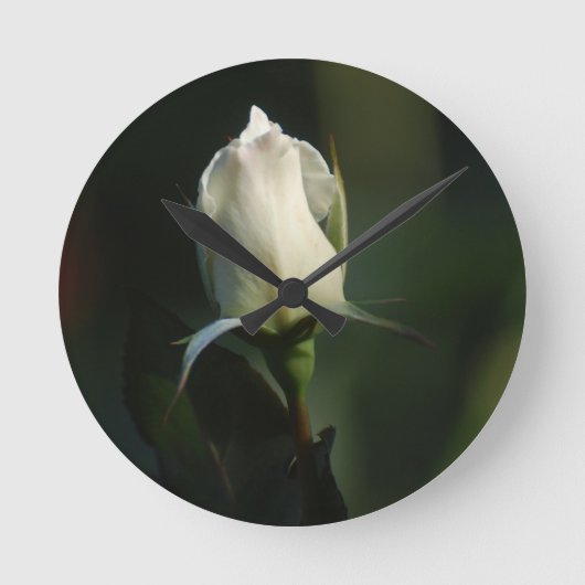 Horloge Ronde Rosebud blanc (Recto)
