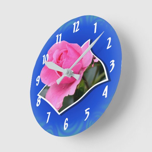Horloge Ronde Rosebud Rose De Limites Art Fleur (Angle)