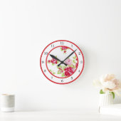 Horloge Ronde Roses À Mur Blanc (Maison)