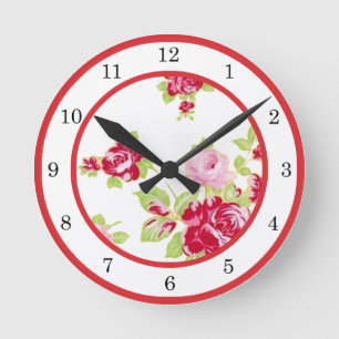 Horloge Ronde Roses À Mur Blanc