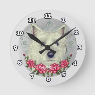 Horloge Ronde Roses Cairn Terrier