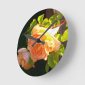 Horloge Ronde Roses de pêche par pays (Angle)