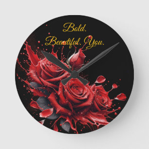 Horloge Ronde Roses en fleur - Anniversaire élégant