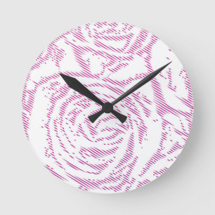 Horloge Ronde Roses roses roses en art de ligne