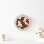 Horloge Ronde Roses rouges et blanches (Maison)