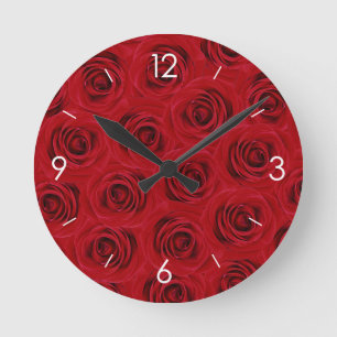 Horloge Ronde Roses rouges personnalisées