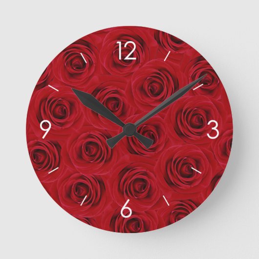 Horloge Ronde Roses rouges personnalisées (Recto)
