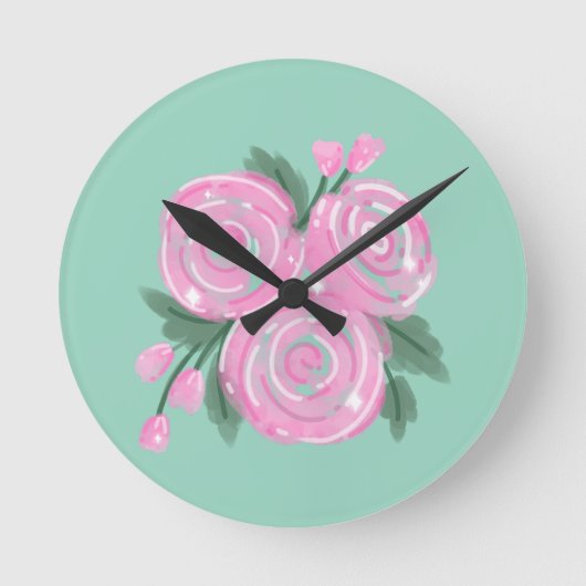 Horloge Ronde Roses Wall Clock  (Recto)