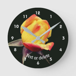 Horloge Ronde Rosier Jaune Personnalisé