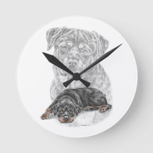 Horloge Ronde Rottweiler Chien Art