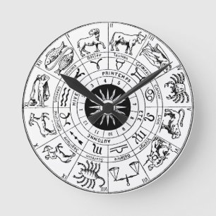 Horloge Ronde Roue Zodiaque Astronomique Vintage Carte Astronomi