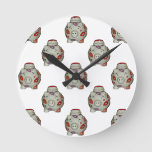 Horloge Ronde Rouge à lèvres adorable cochon