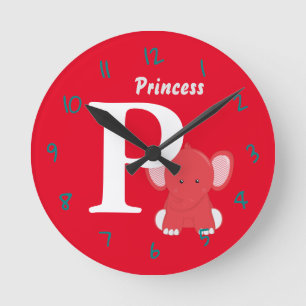 Horloge ronde rouge bébé personnalisée