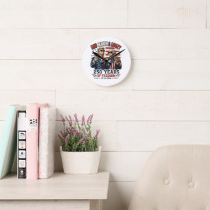 Horloge Ronde Rouge Blanc Boozy Trump George Washington 250
