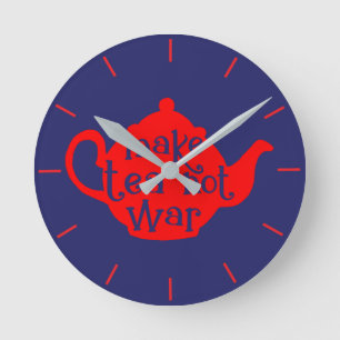 Horloge Ronde Rouge et Bleu Faire du thé pas de guerre Cuisine p