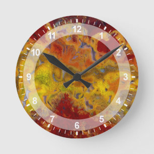 Horloge Ronde Rouge et jaune Crayloa Jasper