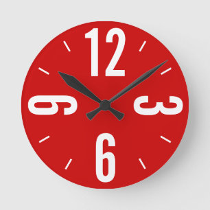 Horloge Ronde Rouge et large numbers