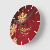 Horloge Ronde Rouge et or Flambeau de neige Filige personnalisée (Angle)