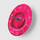 Horloge Ronde Rouge romantique Rose rose (Angle)