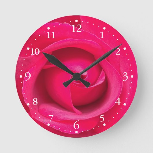Horloge Ronde Rouge romantique Rose rose (Recto)