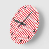 Horloge Ronde Rouge sur point Polka blanc (Angle)