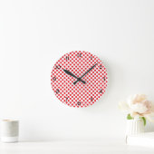 Horloge Ronde Rouge sur point Polka blanc (Maison)