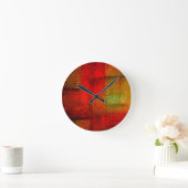 Horloge Ronde Rouge Vert brun Jaune Art Abstrait (Maison)