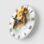 Horloge Ronde Rough Collie (Angle)