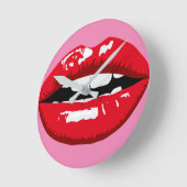 Horloge Ronde round clock lips stick mouch picture (Angle)