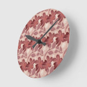 Horloge Ronde Rousseur Floral Motif Sans Couture Grandes Fleurs  (Angle)