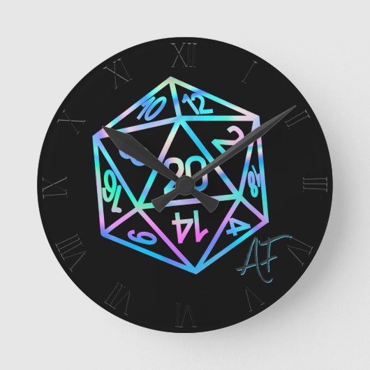 Horloge Ronde RPG Crit AF | Holo Retro PnP Tabletop Gamer Dice (Recto)