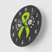 Horloge Ronde Ruban Chalkboard Lime Green Awareness (Angle)