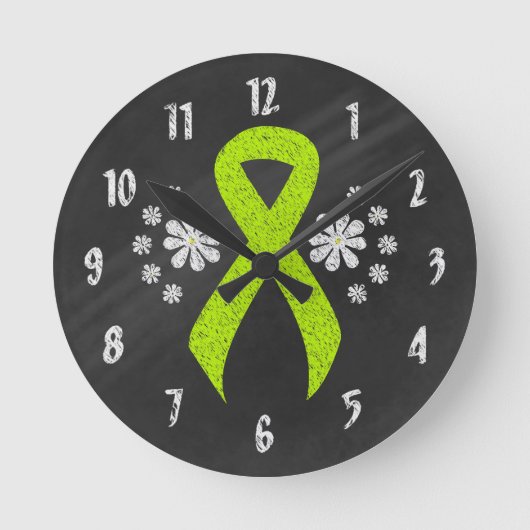Horloge Ronde Ruban Chalkboard Lime Green Awareness (Recto)