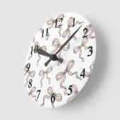 Horloge Ronde Ruban rose mignon et tendance en noir (Angle)