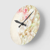 Horloge Ronde Rubans et dentelles de roses (Angle)