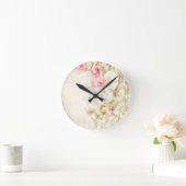 Horloge Ronde Rubans et dentelles de roses (Maison)