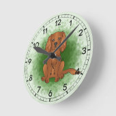 Horloge Ronde Ruby Cavalier King Charles Spaniel Chien Sur Vert (Angle)
