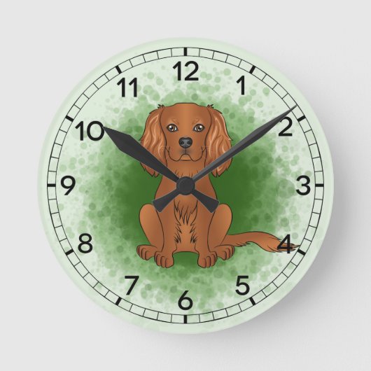 Horloge Ronde Ruby Cavalier King Charles Spaniel Chien Sur Vert (Recto)