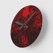 Horloge Ronde Ruby red black stylish floral vibrant élégant (Angle)