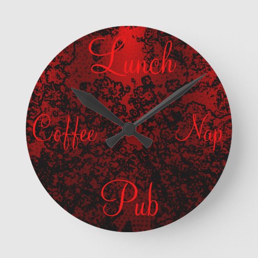 Horloge Ronde Ruby red black stylish floral vibrant élégant (Recto)