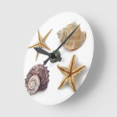 Horloge Ronde ruc coastal beach chic seashell starfish (Angle)