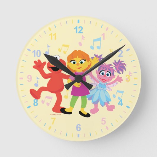 Horloge Ronde Rue Sésame | Julia, Elmo & Abby Dancing (Recto)