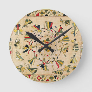 Horloge Ronde Rumal : couverture carrée de broderie montrant le